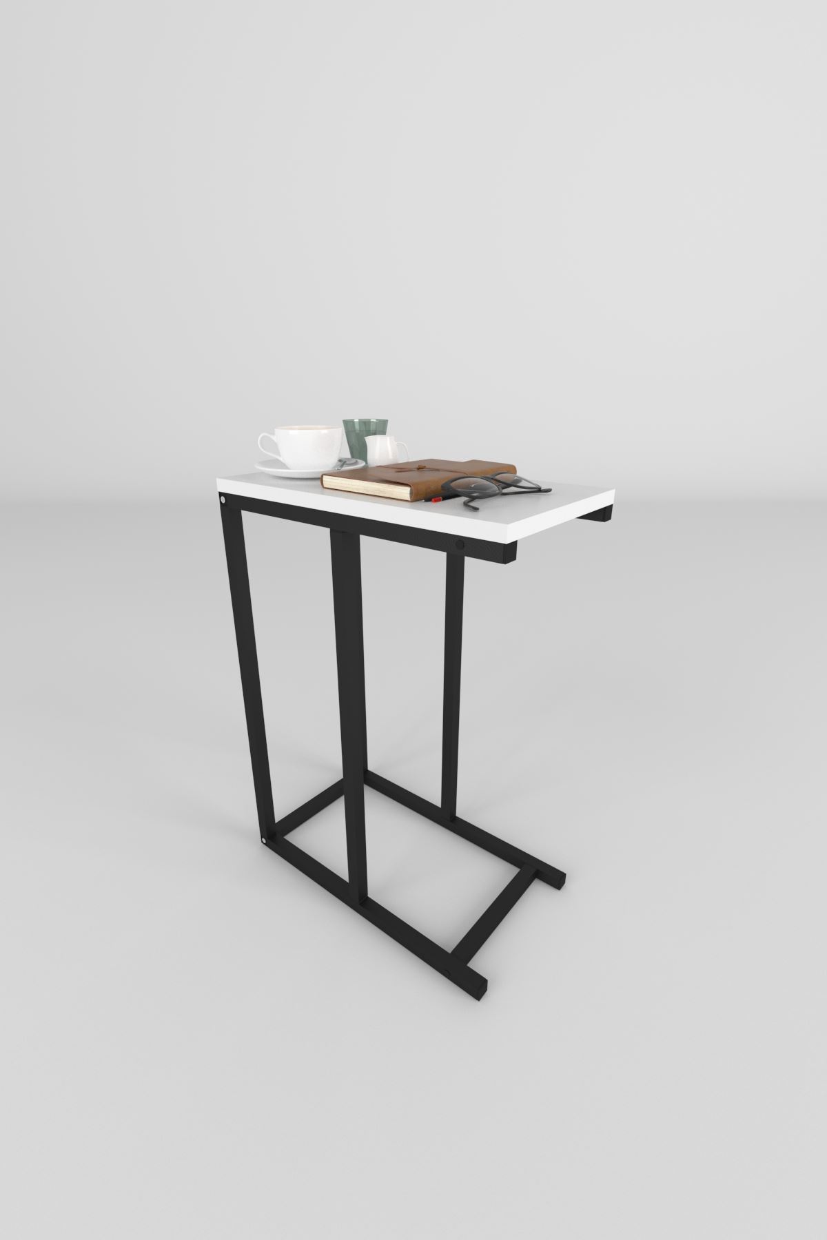 E-shop LANDEN 45*25 príručný stolík, biela / čierna