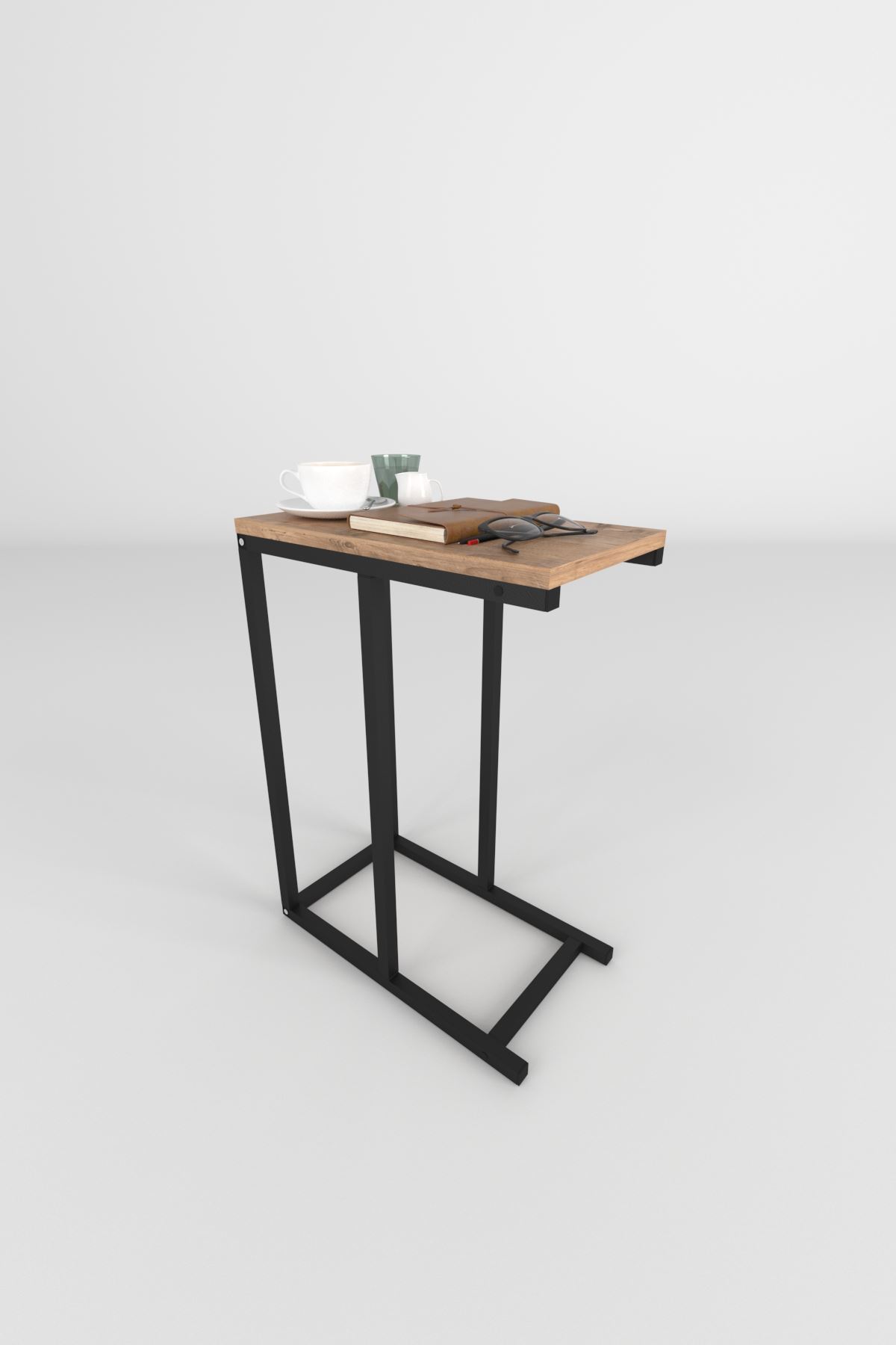 E-shop LANDEN 45*25 príručný stolík, borovica / čierna