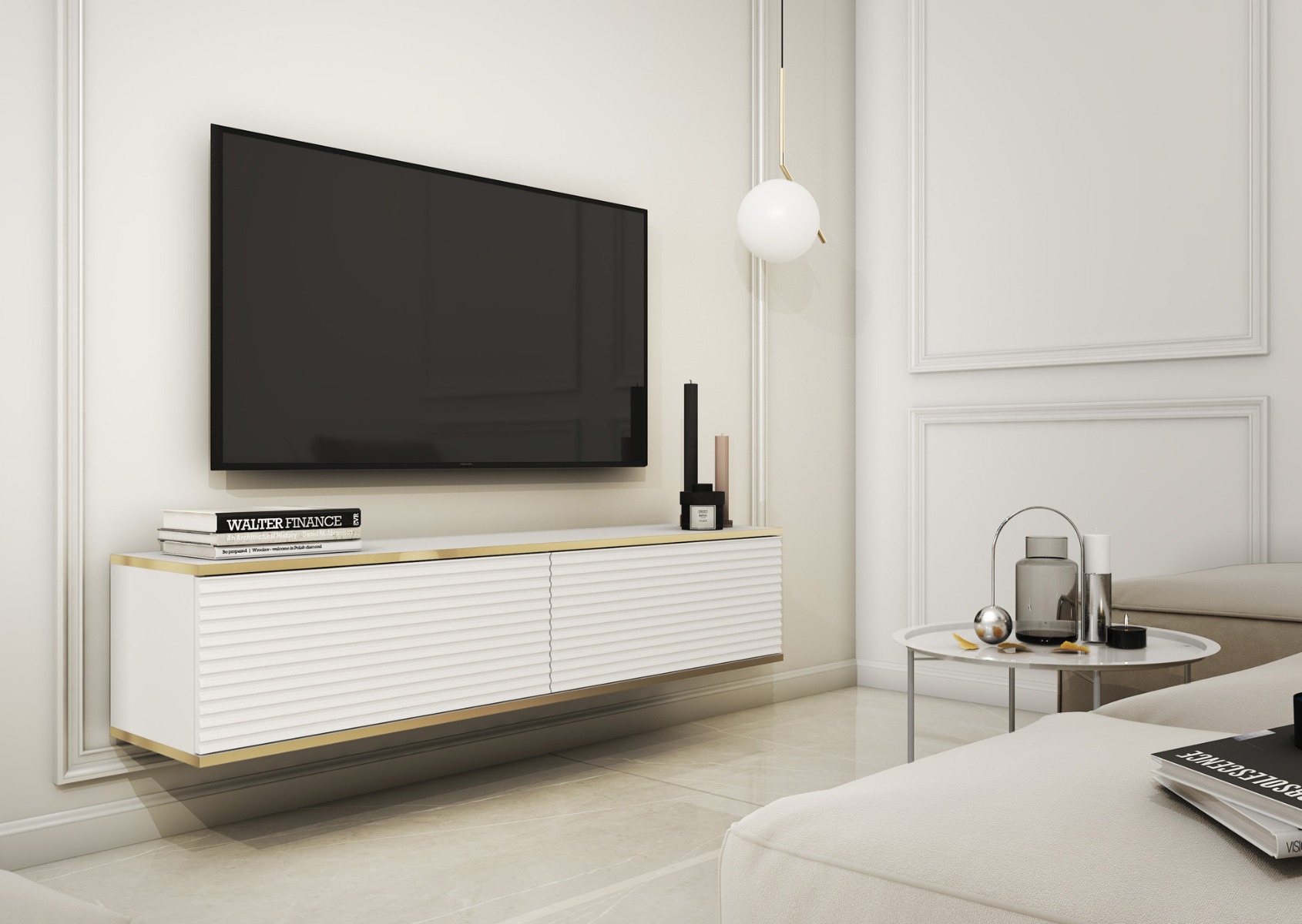 E-shop ORLANDO luxusná TV skrinka 135, MDF biela