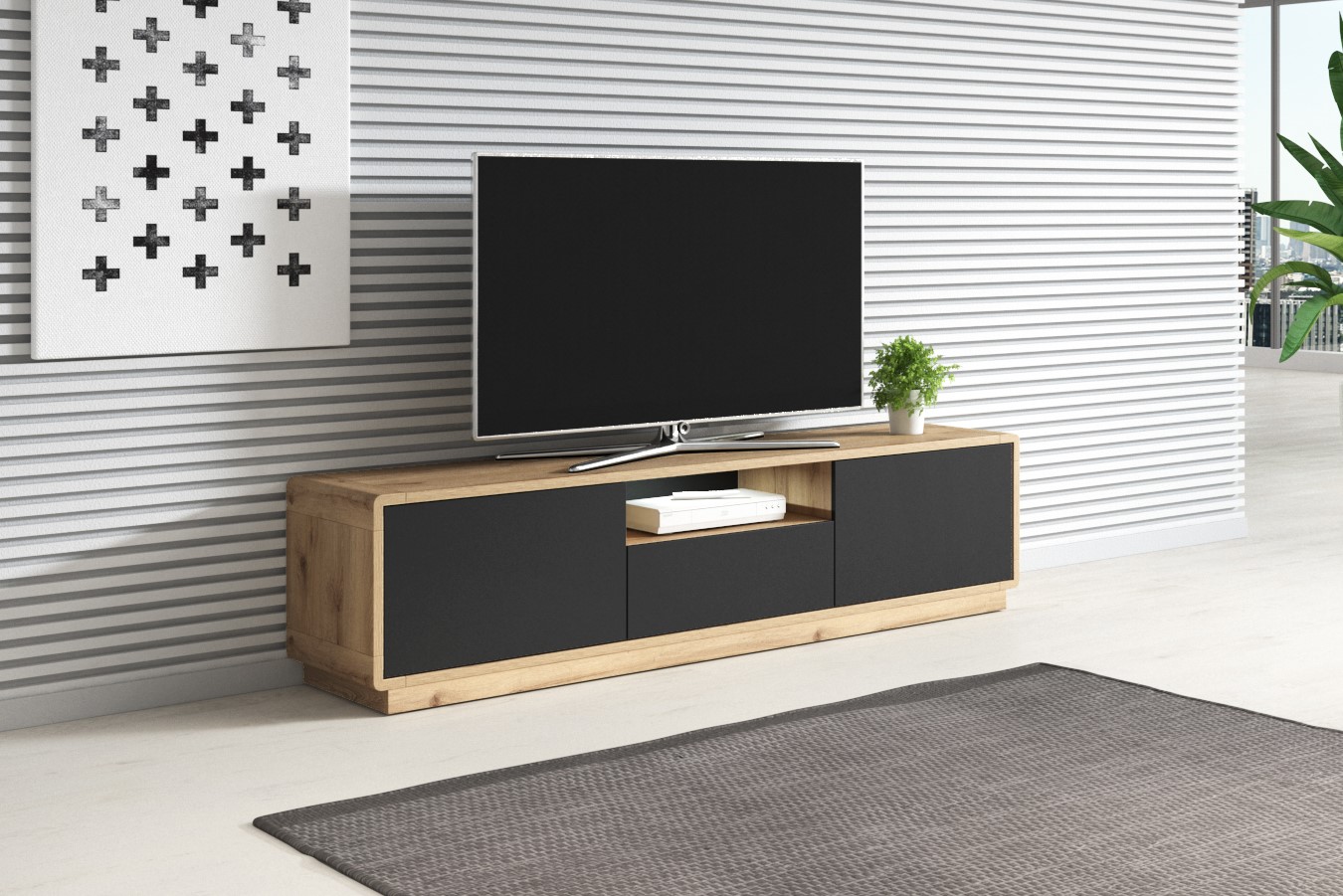E-shop TV stolík ARTON 39 taurus/čierny mat