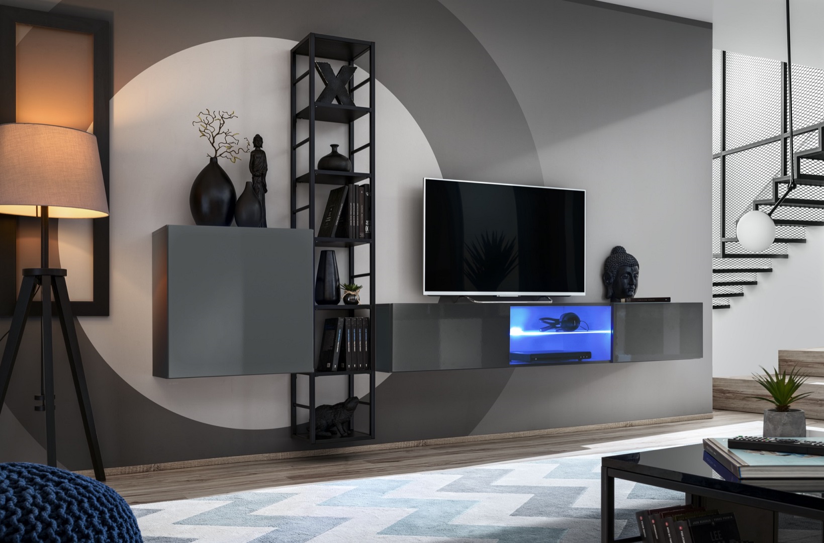 E-shop STEROX MET VI obývacia zostava, grafit / čierna