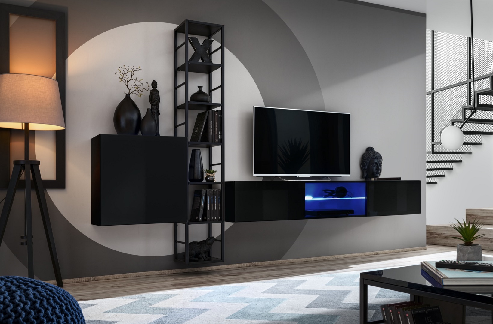 E-shop STEROX MET VI obývacia zostava, čierna