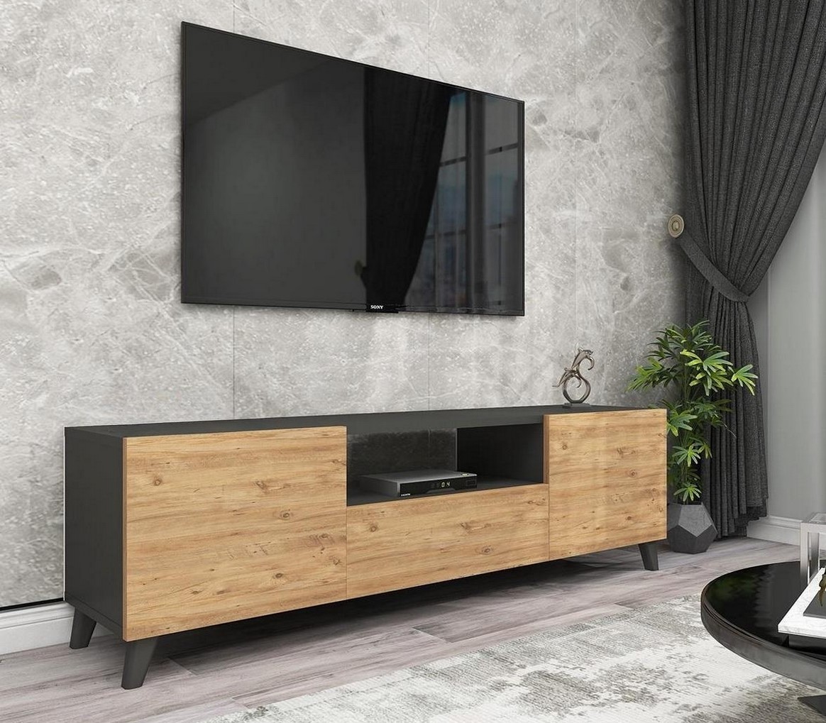 E-shop AMANDA TV stolík, antracit / borovica