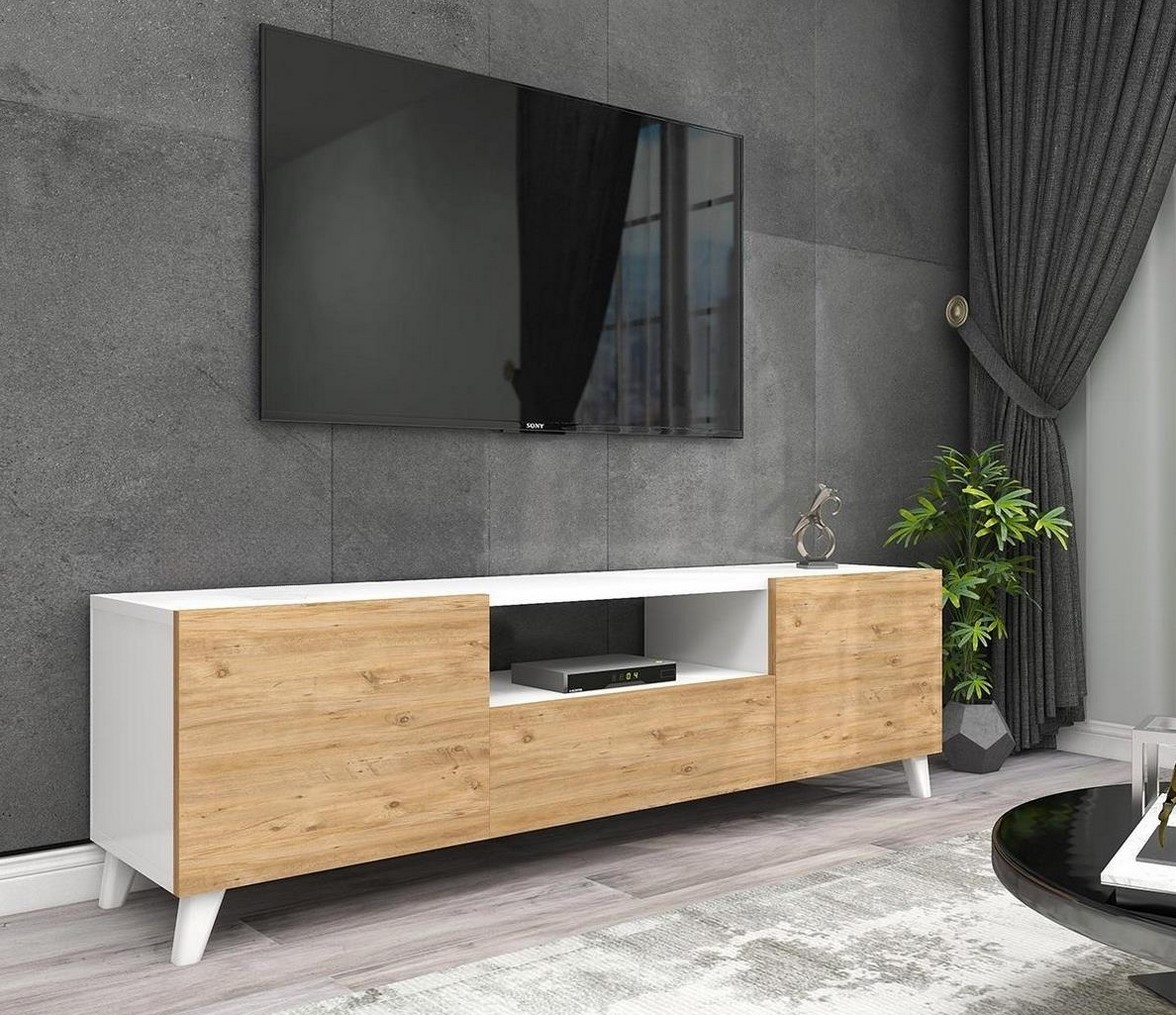 E-shop AMANDA TV stolík, biela / borovica