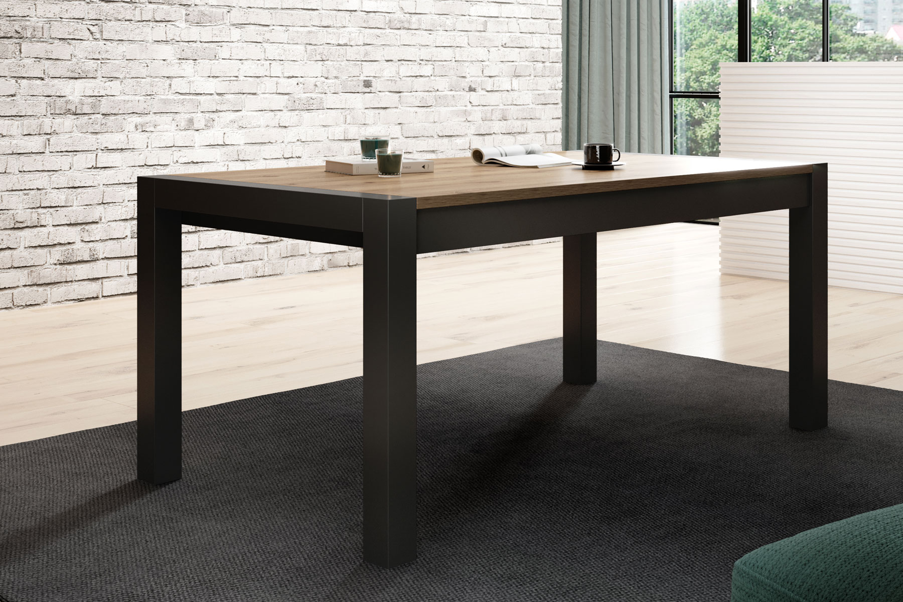 E-shop AKTUAL 92 dizajnový rozkladací stôl dub Taurus/ čierna