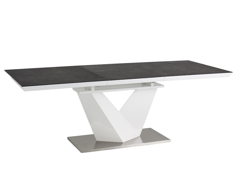 ALARIS II jedálenský rozkladací stôl 120, tmavošedá / biely lesk
