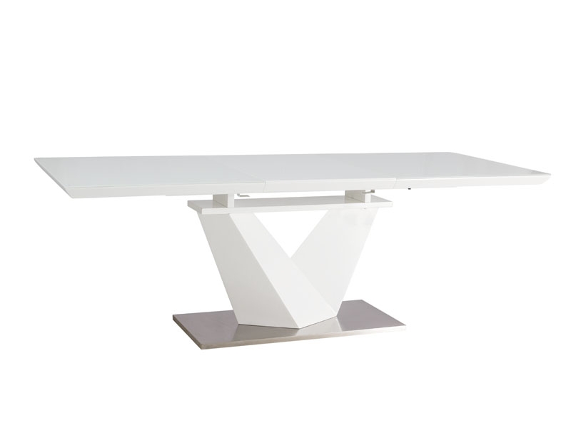 E-shop ALARIS jedálenský rozkladací stôl 160, biela/biely lesk