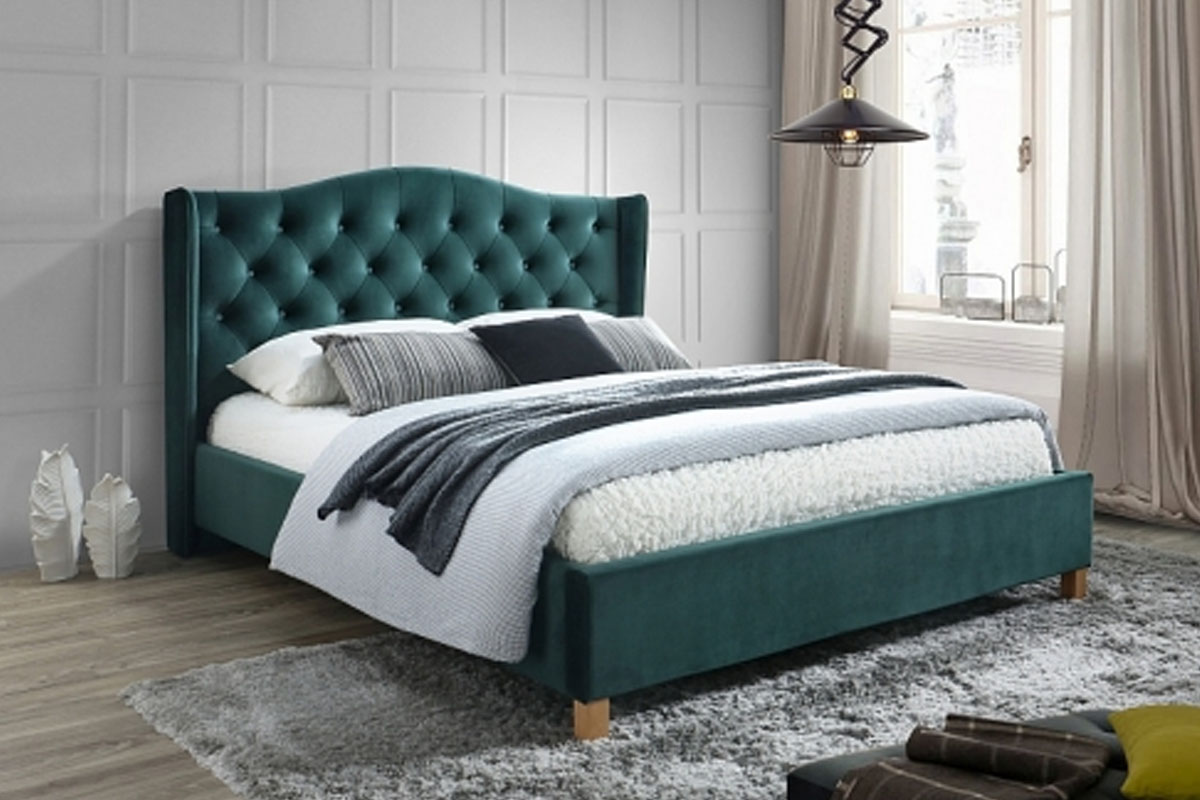 E-shop ASPENA VELVET čalúnená posteľ 160, zelený zamat