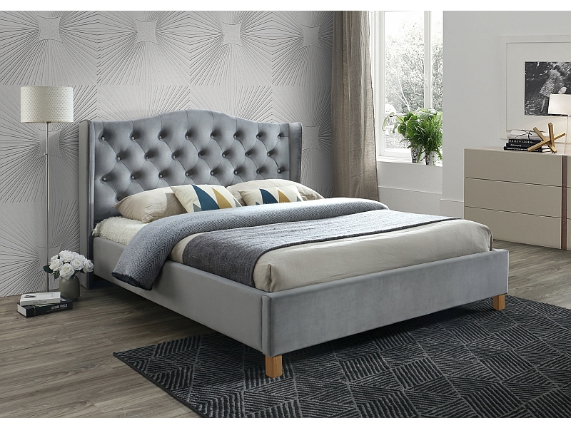 E-shop ASPENA VELVET čalúnená posteľ 160, šedý zamat