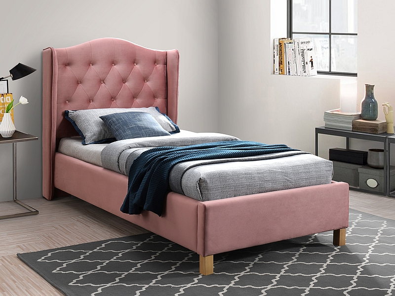 ASPENA čalúnená posteľ 90x200 cm, ružová 