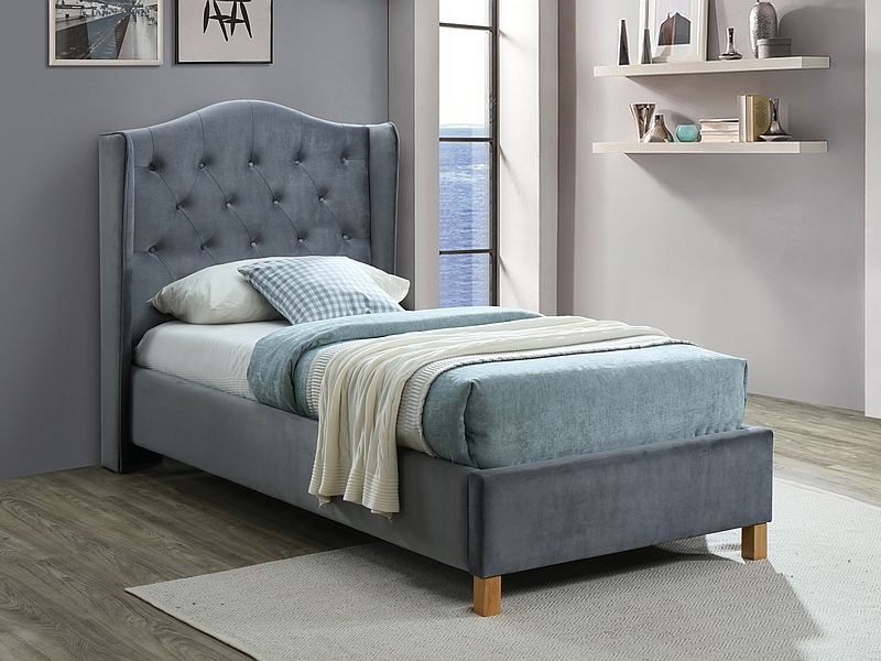 E-shop ASPENA čalúnená posteľ 90x200 cm, šedá