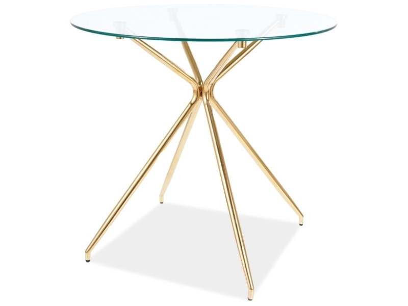 E-shop VENDES sklenený jedálenský stôl, číra / zlatá
