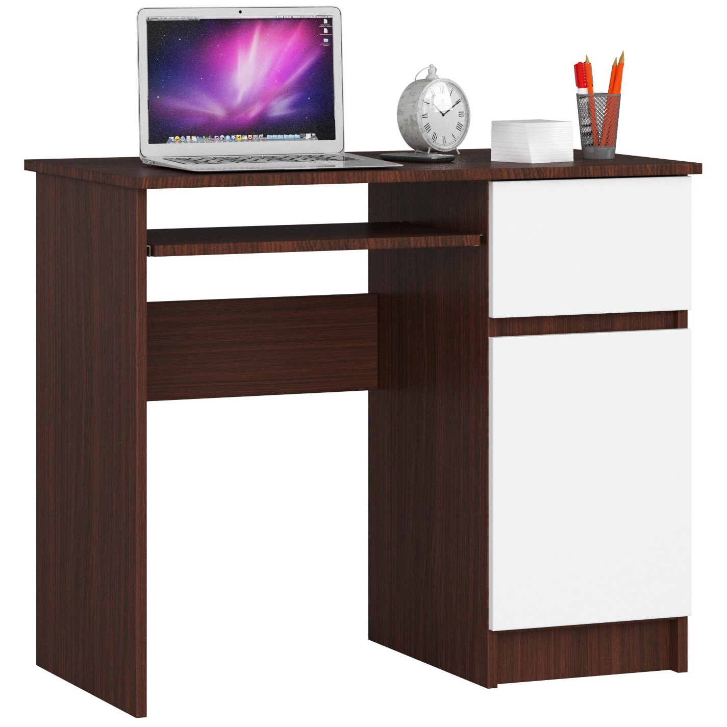 E-shop Dizajnový písací stôl PIXEL90P, wenge/biely