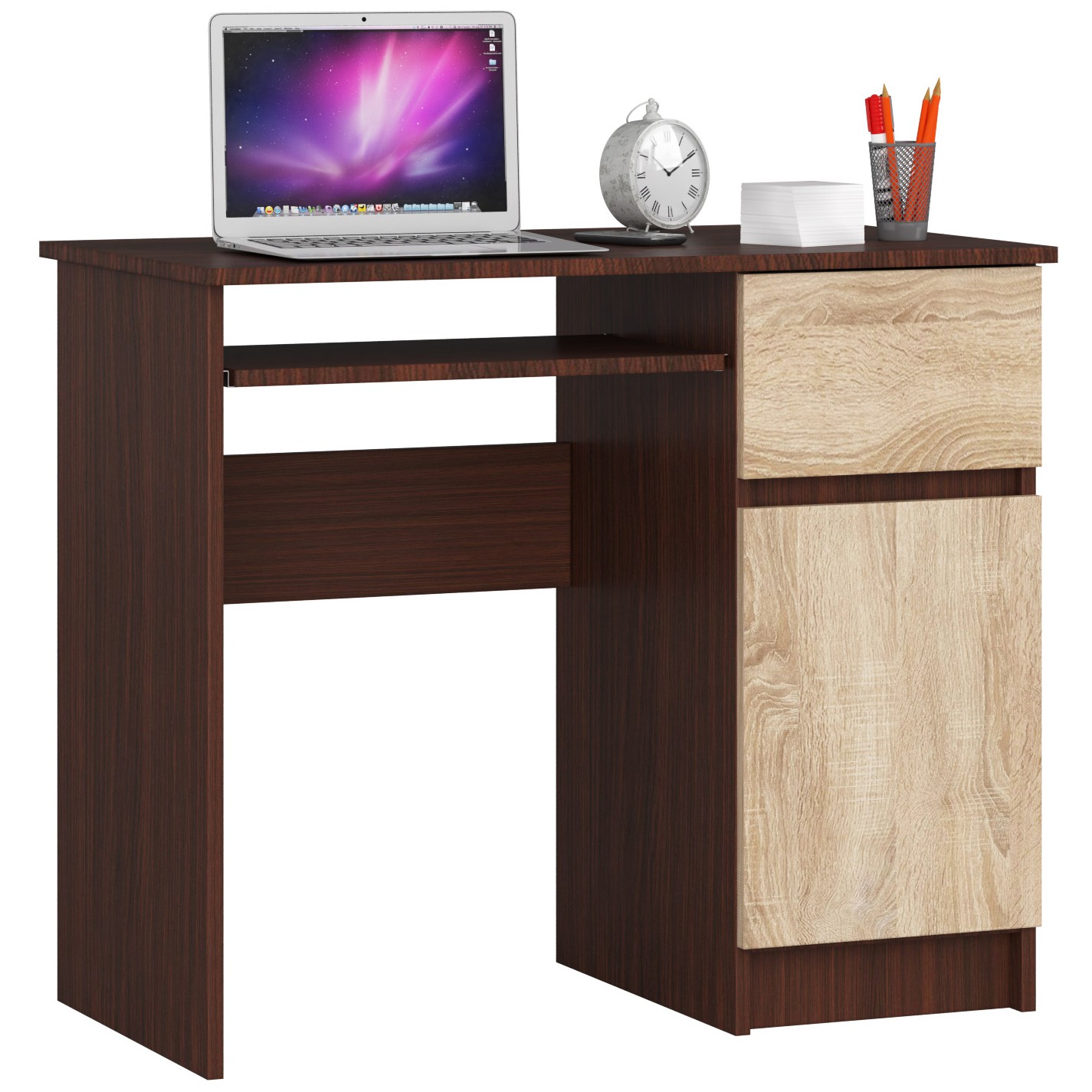 E-shop Dizajnový písací stôl PIXEL90P, wenge / dub Sonoma