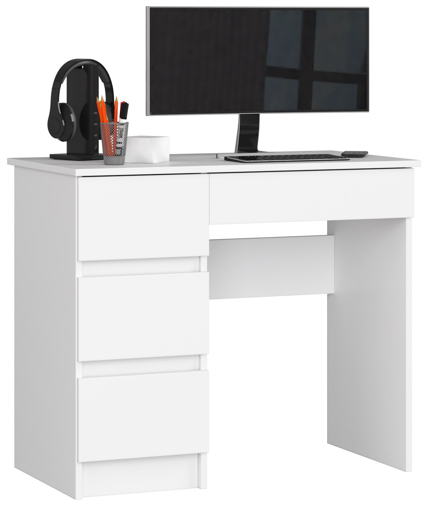 Dizajnový písací stôl ZEUS90L, biely