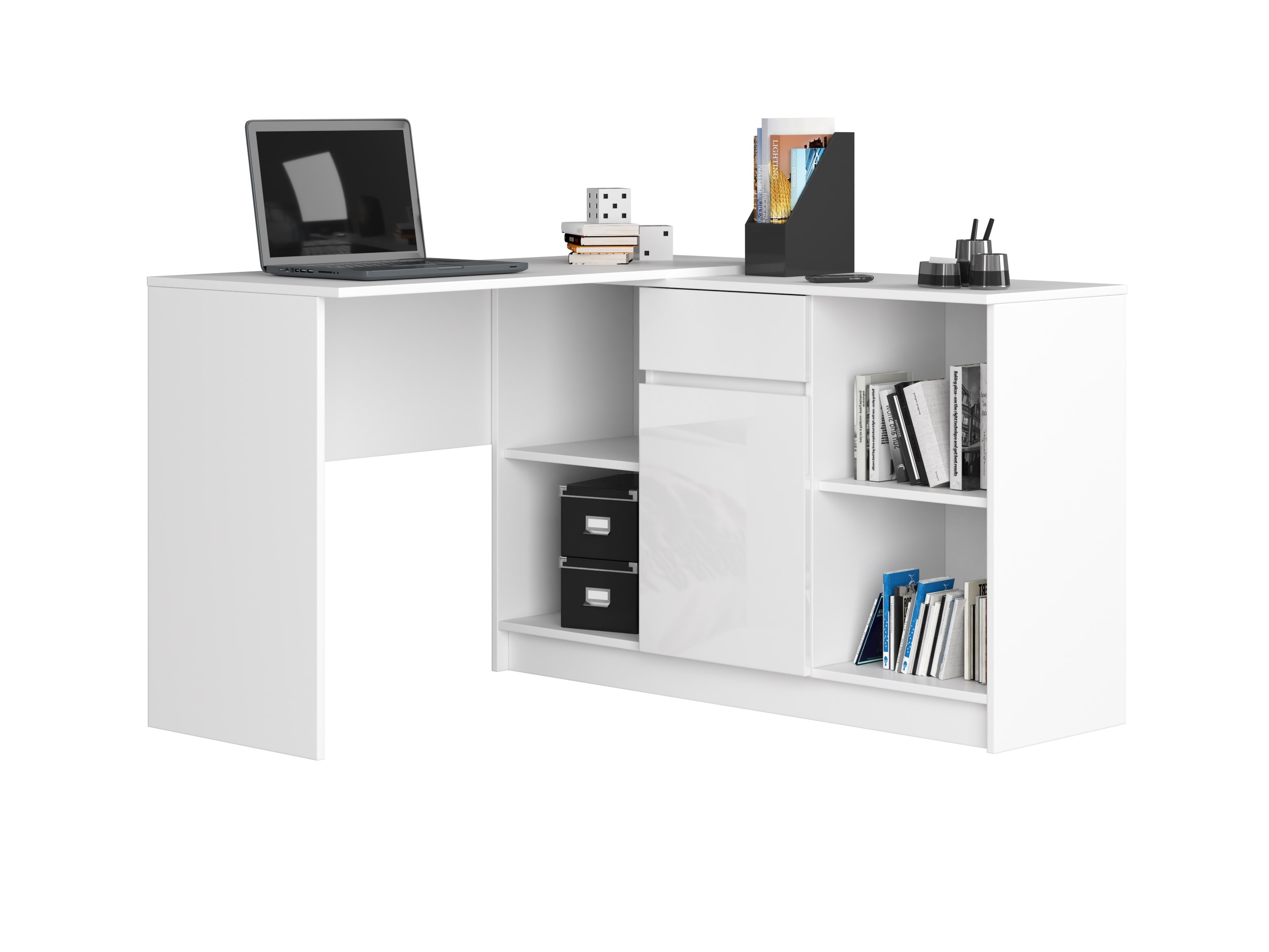 E-shop Dizajnový písací stôl CASPER, biely / biely lesk