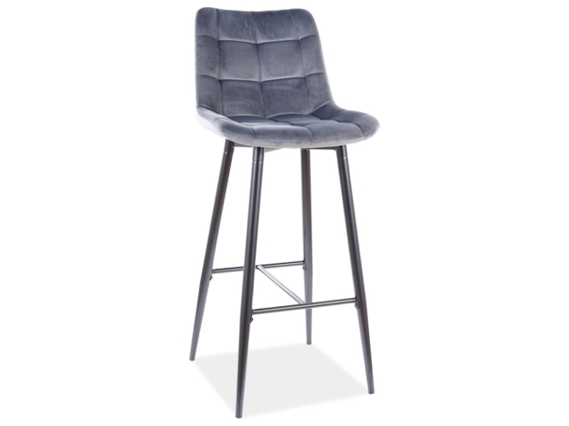 E-shop KIK VELVET barová stolička, šedý bluvel 14/čierna