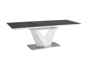 ALARIS II jedálenský rozkladací stôl 120, tmavošedá / biely lesk