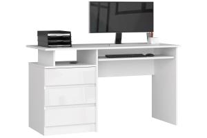 Moderný písací stôl PEPA135, biely/biely lesk