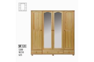 SF120 Šatná skriňa 4-dverová so zrkadlom, borovica