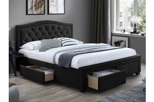 ELA VELVET manželská posteľ 160 x 200, čierna / dub