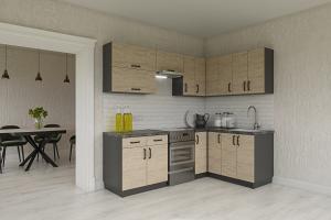 HORIZON R3 moderná rohová kuchyňa 230 x 170, dub prímorský / grafit