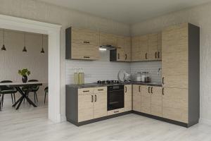 HORIZON R3P moderná kuchyňa 230 x 230, dub prímorský / grafit