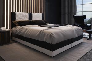 GUSTO čalúnená posteľ 140 biela/čierna