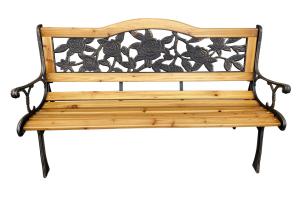 ROSELLE záhradná lavička, čierny kov / prírodné drevo