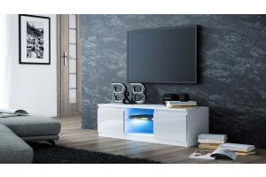 SZEBY moderný TV stolík, biely lesk