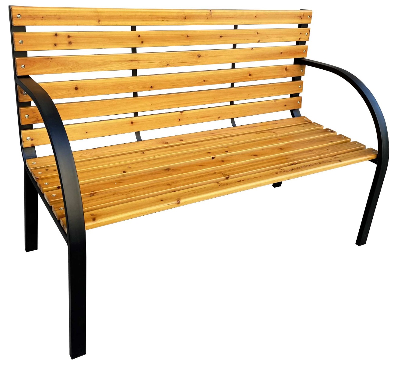 E-shop DALINA záhradná lavička, čierny kov / prírodné drevo