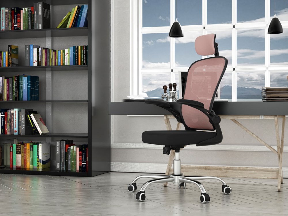 E-shop DORIS otočná stolička, ružová/čierna