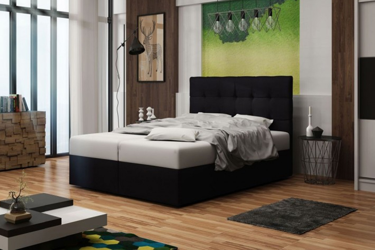 E-shop BONEMI 2 čalúnená manželská posteľ 140 x 200 cm, čierna COSMIC 100
