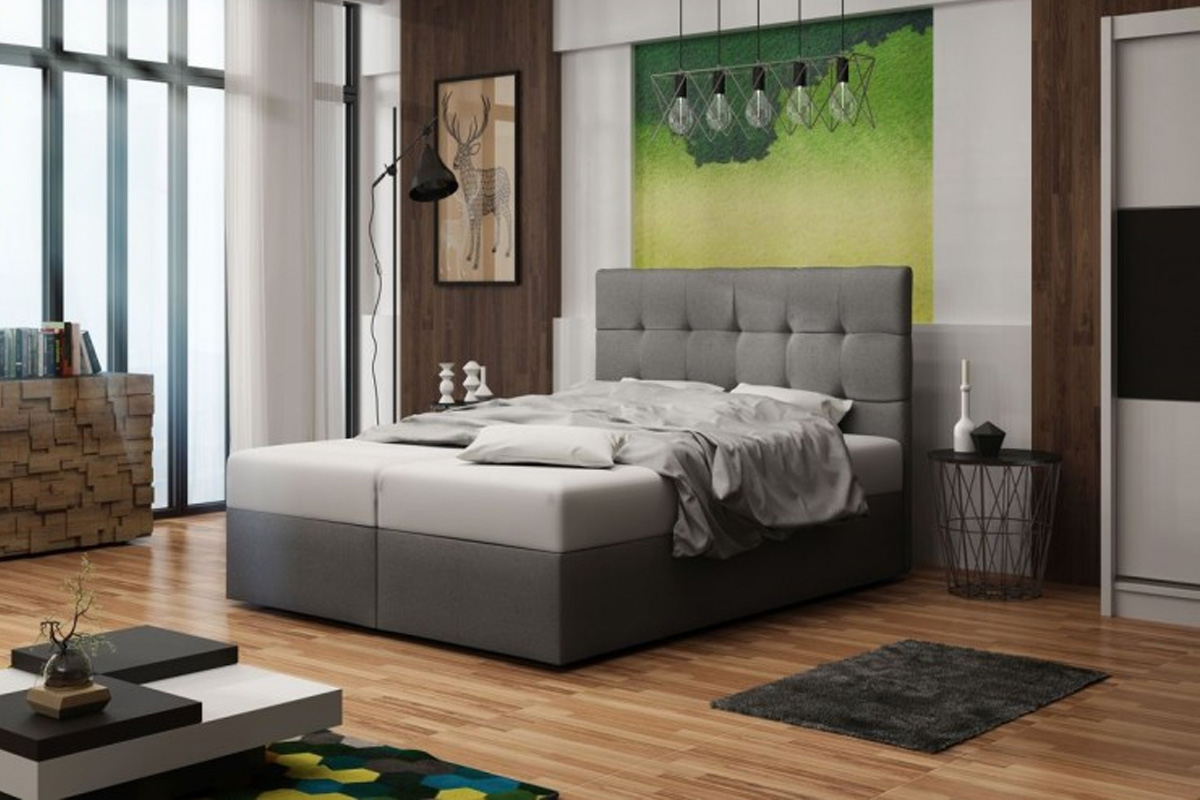 E-shop BONEMI 2 čalúnená manželská posteľ 140 x 200 cm, šedá COSMIC 160