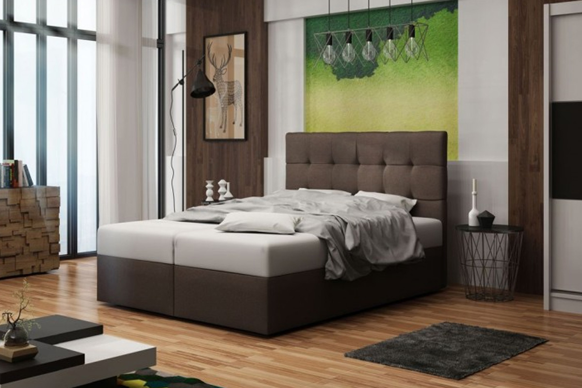 BONEMI 2 čalúnená manželská posteľ 140 x 200 cm, hnedá COSMIC 800