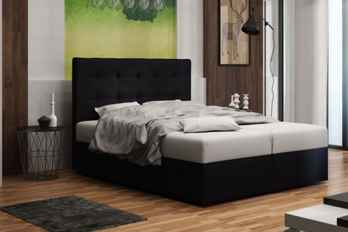 E-shop BONEMI 1 čalúnená manželská posteľ 140 x 200 cm, čierna COSMIC 100