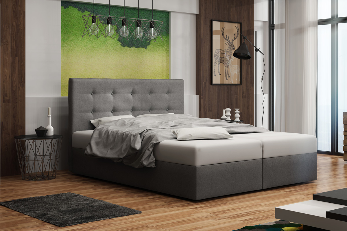 E-shop BONEMI 1 čalúnená manželská posteľ 140 x 200 cm, šedá COSMIC 160