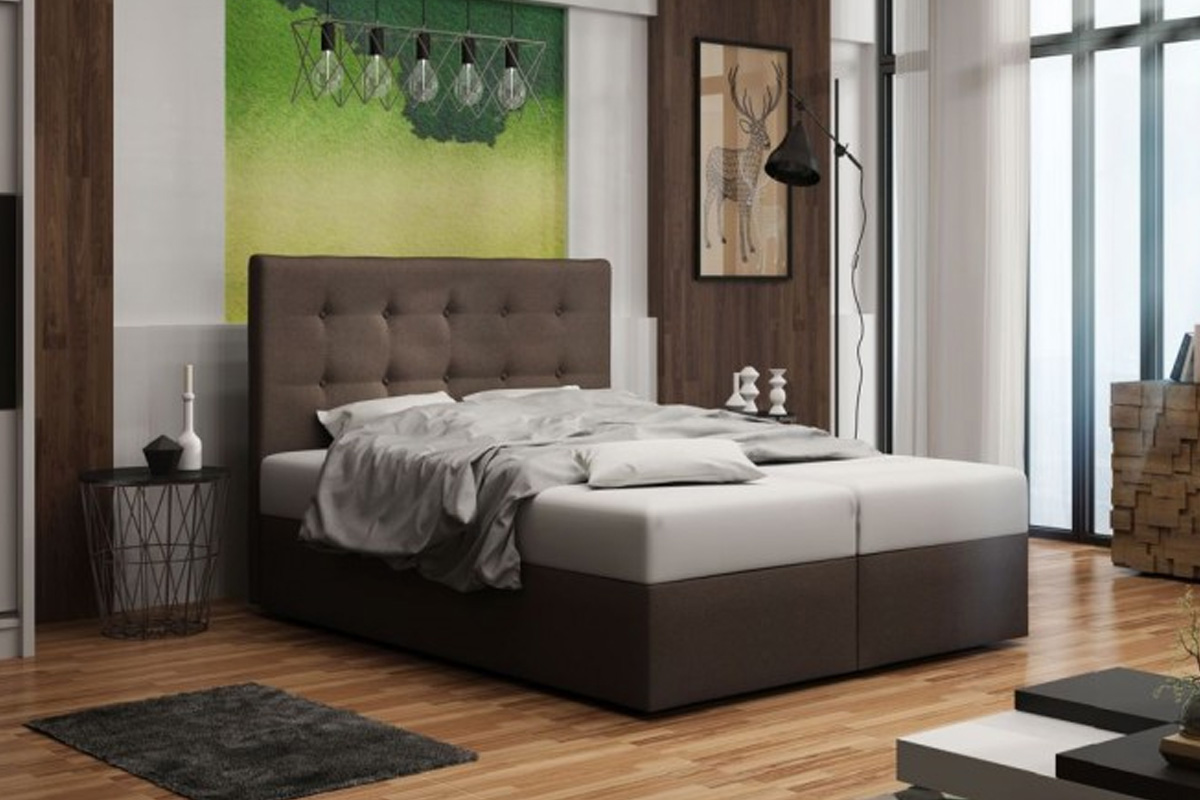 E-shop BONEMI 1 čalúnená manželská posteľ 140 x 200 cm, hnedá COSMIC 800
