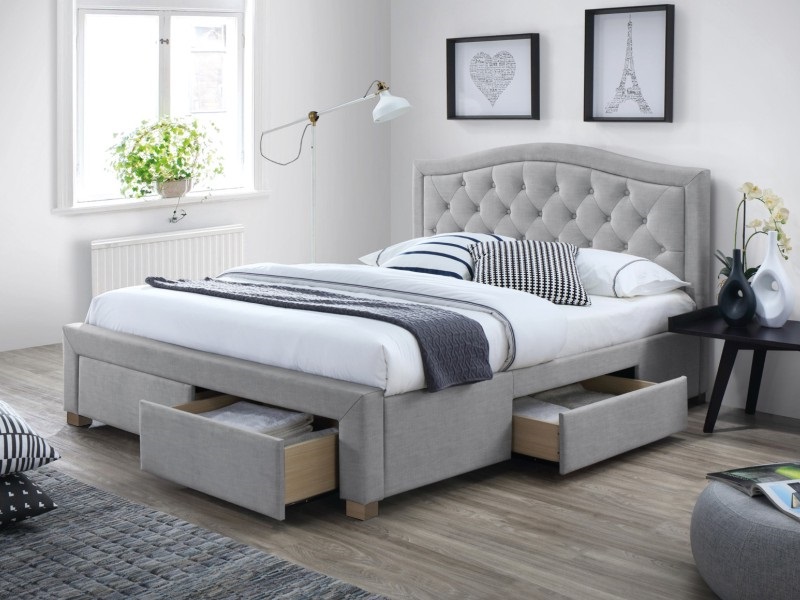 E-shop CATERA manželská posteľ 180x200 cm, šedá, dub
