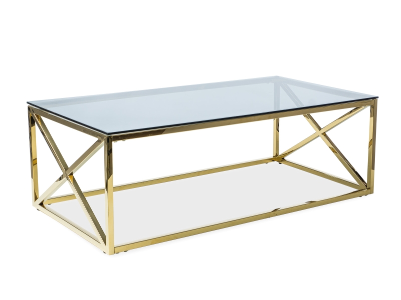 E-shop MELISA A konferenčný stolík 120x60 cm, zlatý/dymové sklo