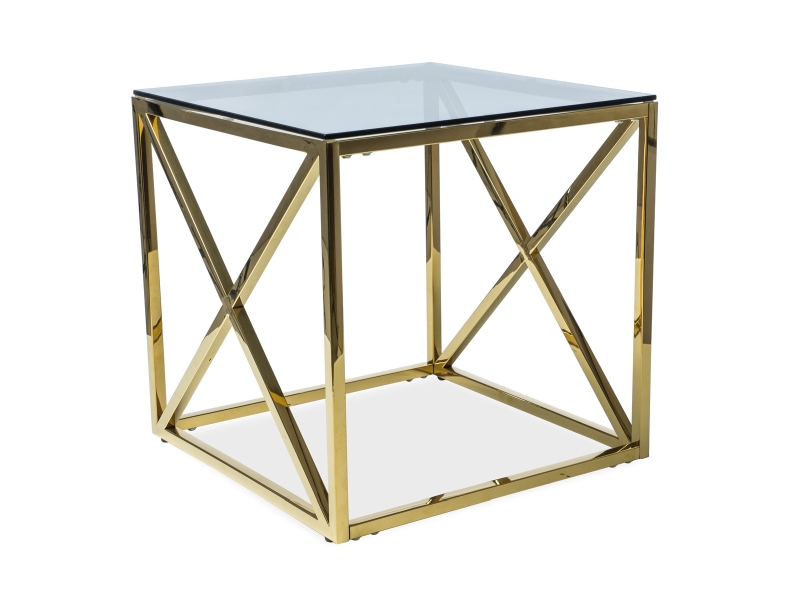 MELISA B konferenčný stolík 55x55 cm, zlatý/dymové sklo