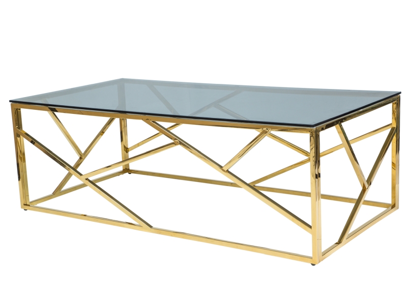 E-shop ESKADA A dizajnový konferenčný stolík 120x60 cm, zlatý/dymové sklo