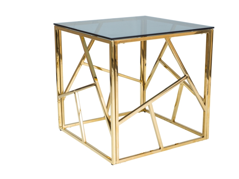 ESKADA B konferenčný stolík 55x55 cm, zlatý/dymové sklo