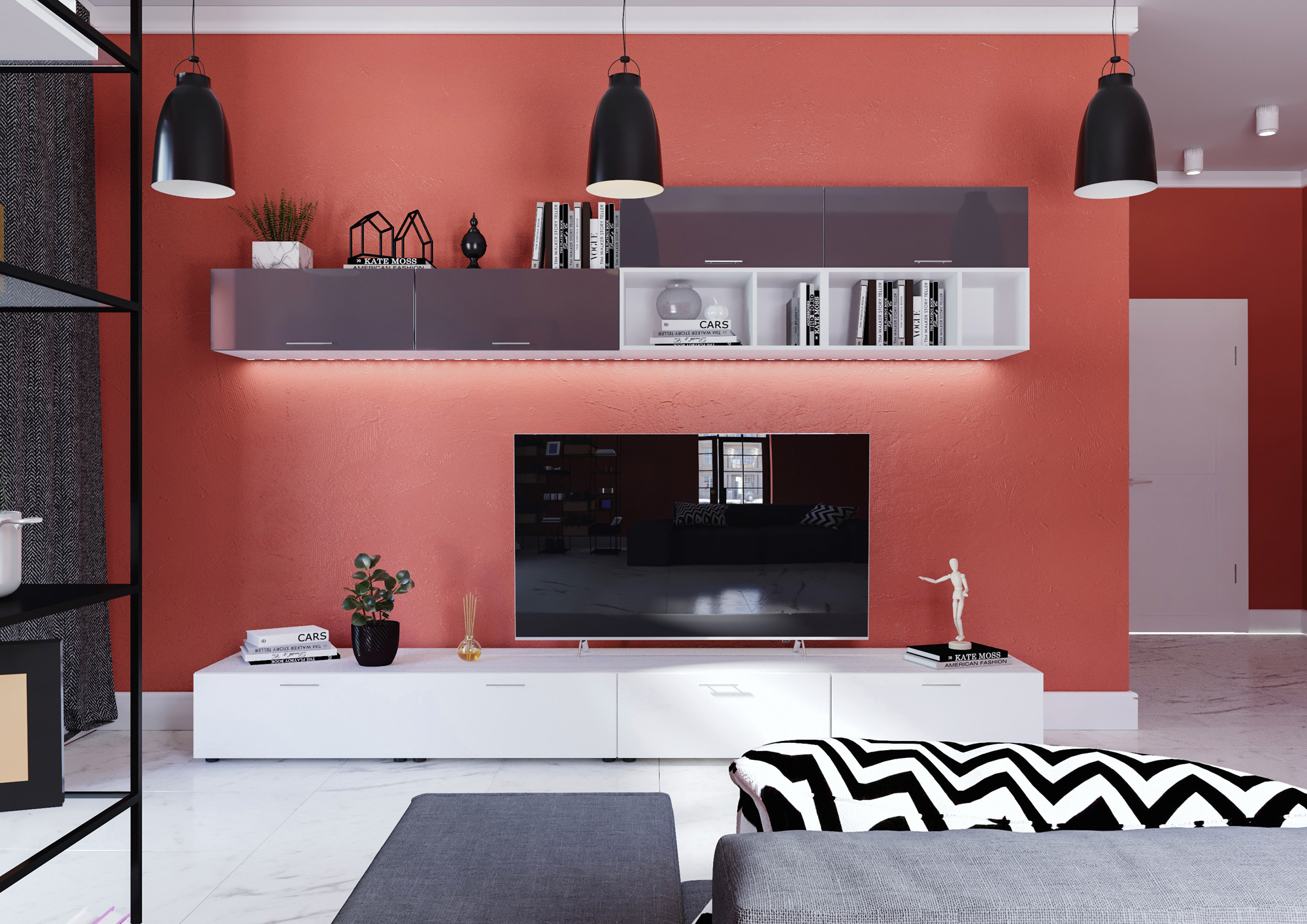 E-shop GLAMY 5 moderná obývacia stena, antracit