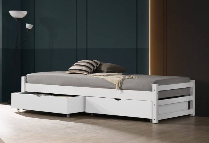 E-shop Jednolôžková posteľ s úložným priestorom BUSTA 90, biela