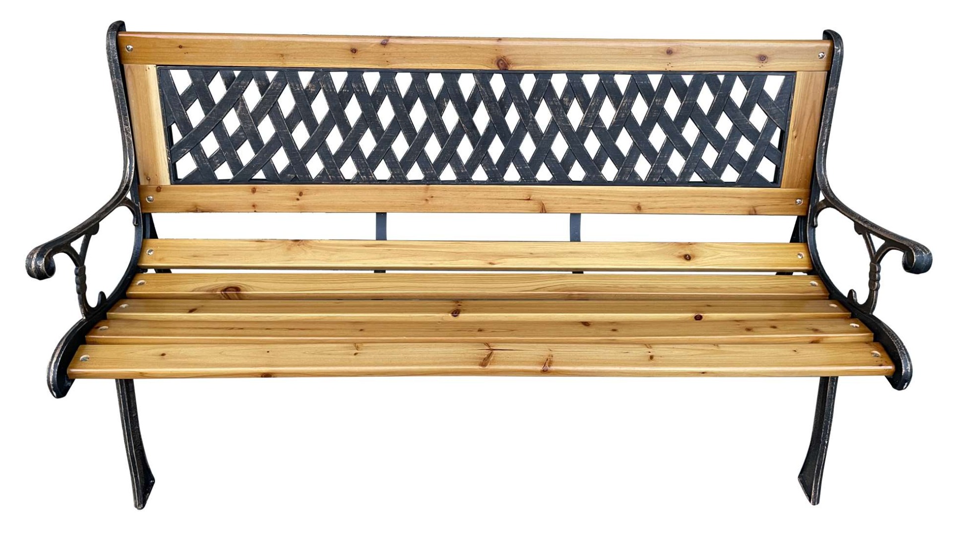 E-shop MARTA záhradná lavička, hnedý kov / prírodné drevo