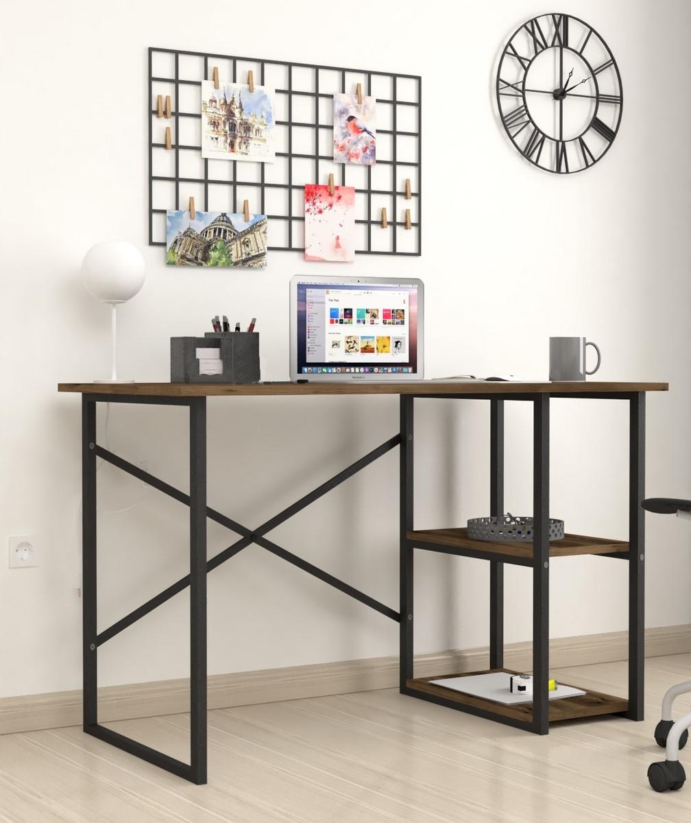 E-shop BUSTOS písací stôl s policami 60 x 120, orech lidya