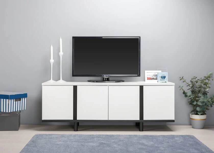 KVATRO stolík pod TV, biela/čierna