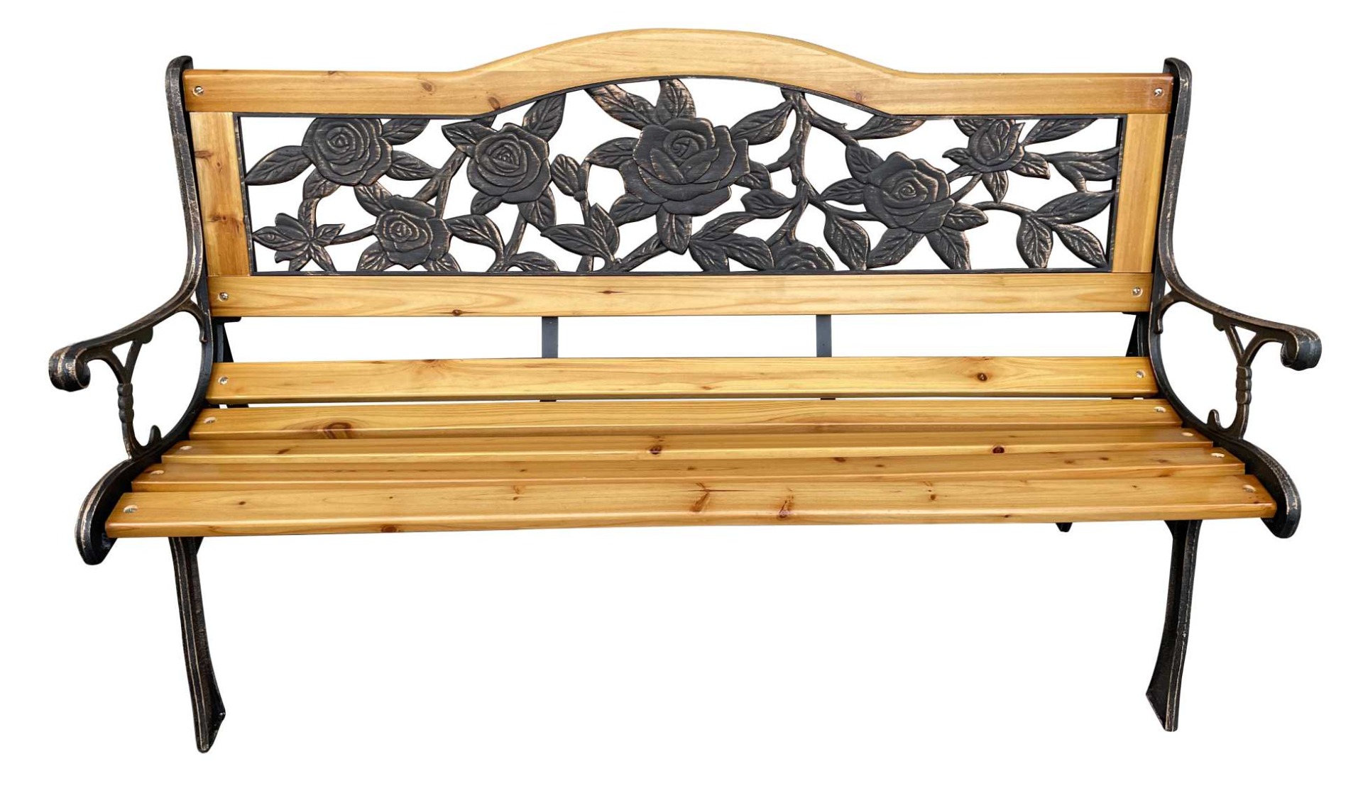 E-shop ROSELLE záhradná lavička, čierny kov / prírodné drevo