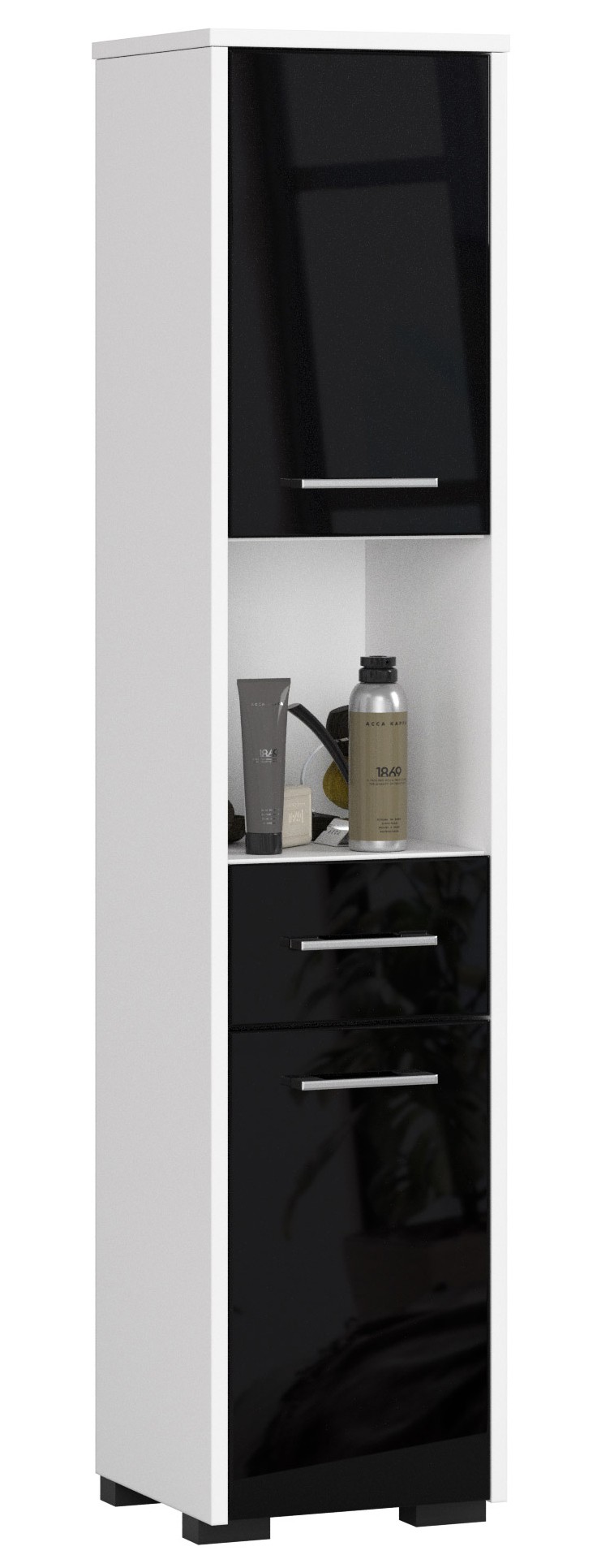 Dizajnová kúpeľňová skrinka ASTRID2, biela / čierny lesk